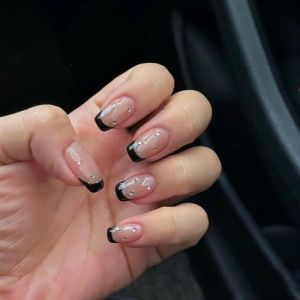 Noir Français à la main photothérapie nail Petit livre rouge même ciel étoilé petit diamant court à la main porter à ongles pièce usine cheveux raides (Size : XS) (Seful Store, neuf)