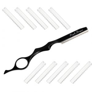 Rasoir de Coiffure Rasoir Peignes pour Effiler Cheveux, Peigne Rasoir pour Coupe Texturisant Rasoir Peigne à Effiler Professionnel avec 10 Rechange en Acier Inoxydable pour Salon Maison (chivalral, neuf)