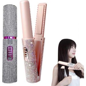 Giurui Mini fer à lisser sans fil, mini fer à lisser sans fil, 2 en 1, mini lisseur portable, non nocif pour les cheveux (noir) (ZHENGQILINRAN, neuf)