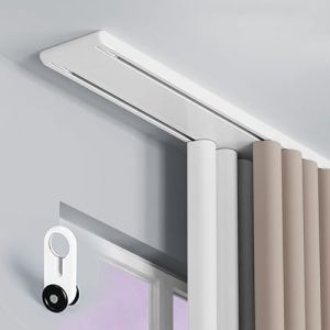 Rail rideaux plafond silencieuse &agrave; rails &agrave; double rang&eacute;e, tringle a rideaux rails de rideau pour rail plafond, s&eacute;paration de pi&egrave;ce pour salon chambre &agrave; coucher ou h&ocirc;pital, facile &agrave; installer(Wit,3.4m( (NNLH, neuf)