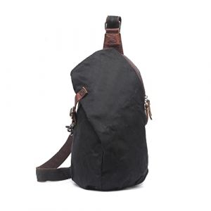FANDARE R&eacute;tro Sac de Poitrine Toile Sac Bandouli&egrave;re Sling Crossbody Bag Homme Sacoche Sac d'Epaule Sacoche de Ceinture pour Voyage Randonn&eacute;e Camping Crossbody Bag Noir (BEWMER S.R.L., neuf)