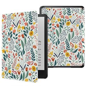 MoKo Étui Compatible avec 6,8 Pouces Kindle Paperwhite (11 Gen, Modèle 2021), Coque de Protection Enfant en PC Magnétique Auto Réveil/Veille pour Kindle Paperwhite Édition Signature, Fleur (Amoi Channel, neuf)