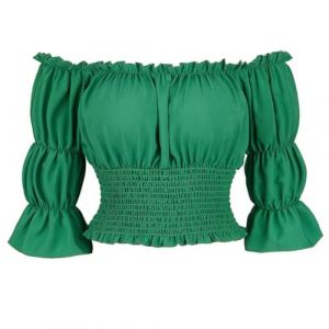 Josamogre Chemise Femme Blouse Costume Medieval Renaissance Pirate Shirt Women Green Rétro Victorien Épaule Manches Courtes Sexy Top Vert S (Josamogre Corset, neuf)