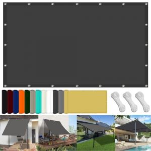 Filet Protection Balcon Piscine 110 x 300 cm Tissu Polyester UV Protection avec Oeillets Toile Imperméable pour Patio Paravent Et Bâche, Gris Foncé (LvLiangShiLiShiQuYiGeDianZiShangWuYouXianGongSi, neuf)