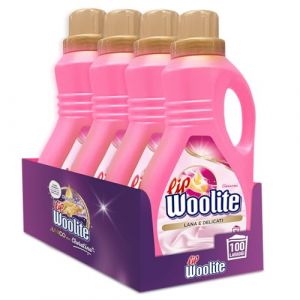 Lip Woolite Lessive Machine à laver en laine et délicats 25 lavages, 4 paquets de 1500 ml de détergent à laver liquide laine et délicats à la kératine (Global Dream ⭐⭐⭐⭐⭐RETOURS SANS FRAIS, neuf)