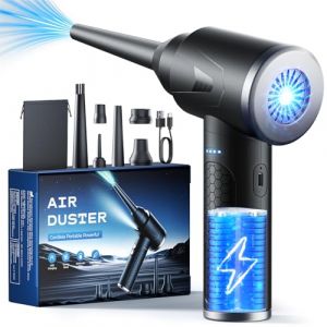Souffleur Air Comprimé, 100000 TR/Min de Souffleur pc avec Batterie 9000mAh, Bombe Air Sec - Nettoyage PC, Plumeau Air Comprimé à 3 Vitessesavec Lumière LED pour Le Nettoyage de Canapé, Voiture (SenieTOM, neuf)