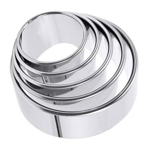 NIYATA Lot de 5 Emporte Pièces Rond en Acier Inoxydable, Emporte Piece Personnalisés pour Gâteaux,Biscuits et Desserts,avec Emporte Pièce Rond à Frapper Diamètre Tailles Variant de 40 à 80 mm (ChongQingYiXiShangKeJi, neuf)