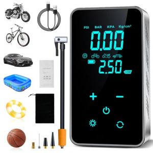 HyAdierTech Compresseur à Air Portatif, 150PSI Gonfleur Electrique Pneus, Pompe a Velo Electrique, Compresseur d'air Électrique de Pompe à Air Sans Fil avec Écran Tactile/Éclairage pour Moto Vélo Auto (MAZARACHE MARKET S.R.L., neuf)
