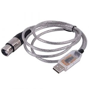 Adaptateur d'interface USB vers DMX 512 - Contrôleur Dmx512 - Contrôleur d'éclairage de scène - Variateur RS485 série 3 broches XLR - Prend en charge le logiciel Freestyler (1,8 m, coque USB (USANGREEN, neuf)