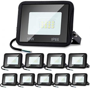Daromigo Projecteur LED Ext&eacute;rieur 10W - Lot de 10 Pi&egrave;ces, 900lm, 6000K Blanc Froid, IP65 &Eacute;tanche - Pour Cour, Garage, Couloir (zhi-ocean, neuf)
