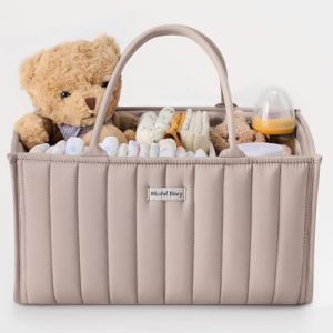 Blissful Diary Organiseur de couches pour b&eacute;b&eacute;, panier de rangement &eacute;l&eacute;gant pour les essentiels de nouveau-n&eacute;, cadeau de f&ecirc;te pr&eacute;natale pour fille ou gar&ccedil;on, sable (BLISSFUL LIFE INC, neuf)