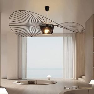 Suspension RéTro Vertigo Salon Lustre, Lustre Industriel Salon Design Moderne, Fibre de Verre + Chapeau Polyuréthane, Hauteur Réglable Lumière E27 (Black, 120cm) (Happy and healthy home, neuf)