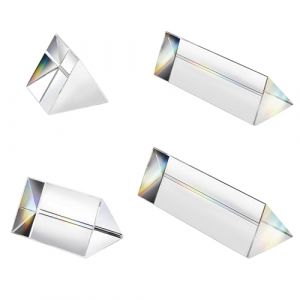 Lot de 4 prismes triangulaires en verre optique en cristal, largeur 25 mm, prisme arc-en-ciel, prisme triangulaire en cristal K9, lentille transparente pour la physique du spectre lumineux, photo (Lead First, neuf)