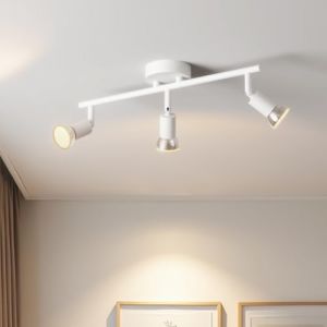 LVWIT Plafonnier LED 3 Spots, Luminaires Int&eacute;rieur GU10 Blanc Givr&eacute;, Spot Plafond Lustre Salon, M&eacute;tal Rampe (Sans Ampoule) (LED MALL, neuf)