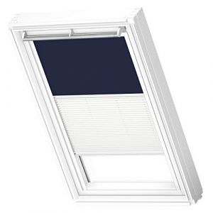 VELUX Original Store Duo Occultant et Tamisant, Cadre Blanc, U04, U34, Bleu Foncé (store-fenetredetoit, neuf)