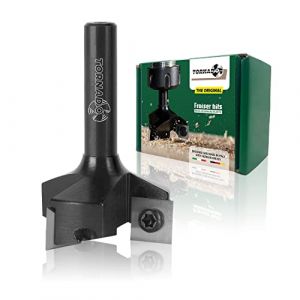 Fraiser Tornado – fraise à surfacer bois 31,8 mm, queue 6,35 mm (1/4"), avec 3 plaquettes en carbure 10,5 mm – pour raboter, bords et rainures – pour défonceuse et CNC (Fraisertools, neuf)