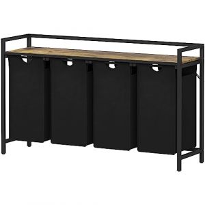 Lifewit Panier a Linge, Meuble Linge Sale avec &Eacute;tag&egrave;re en M&eacute;tal, Corbeille a Linge, Bac &agrave; Linge pour Buanderie, Chambres, Salles de Bains, Dortoirs, 168 L, Noir (Lifewit Home FR, neuf)
