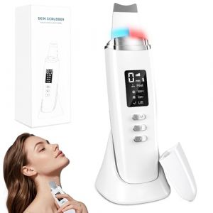 Yeerain Épurateur de Peau à Ultrasons, Épurateur Visage Skin Scrubber avec 4 Modes et Intensité Réglable, Lumière Rouge et Bleue, Appareil de Nettoyage Exfoliant à Ultrasons (Skysky Shop, neuf)