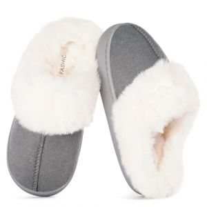 Chaussons Enfant Hiver Pantoufles Fille Maison Chaussures Int&eacute;rieur Chaudes Chaussons Gar&ccedil;on Peluche Mules Antid&eacute;rapantes R&eacute;sistant，Gris，33.5-34EU (EVIICC, neuf)