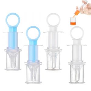 Seringue alimentaire, 4 Pi&egrave;ces Seringue d'Alimentation B&eacute;b&eacute;, Distributeur de Liquide B&eacute;b&eacute;, Pour L'alimentation des M&eacute;dicaments L'eau Lait jus Des vitamines (Blanc at Bleu) (Behaodian Store, neuf)