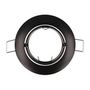 Spot encastrable GU10 Cadre de montage 35&deg; Orientable &Oslash; 80 mm Trou de per&ccedil;age en aluminium avec douille GU5.3 12 V pour ampoules LED 50 mm G4 MR11 MR16, noir, rond (IM-Trading GmbH, neuf)