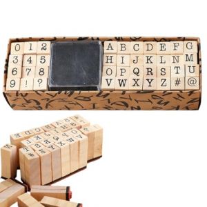 YUVKIN Set de 40 tampons en bois, Alphabet, chiffres et symboles, tampons alphabet et lettres en bois, avec encreur pour tampon, pour le scrapbooking, l'artisanat d'art et la fabrication de cartes (HerEdit, neuf)