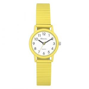 Ravel - Montre Tendance pour Femme aux Couleurs Pastel sur Bracelet Extensible (Bo&icirc;tier de Montre 36 mm) - Quartz Analogique - R0237.09.1 - Citron (Montres Ravel, neuf)