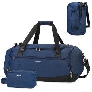 Sac &agrave; Dos de Gym Sport Homme Femme Voyage Fitness Travel Bag Grand Bandouli&egrave;re R&eacute;glable Avec Compartiment &agrave; Chaussures Compartiments Humides et Manchon de Chariot Avec Trousse de Toilette, Bleu Marine (Sportsnew UK, neuf)