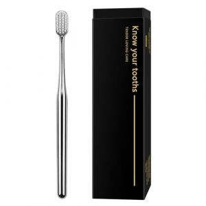 Brosse à Dents Manuelle en Argent de Luxe Avec Des Poils Doux - Cadeau Élégant de Brosses à Dents -Design Galvanisé Parfait Pour une Utilisation à Domicile, en Voyage ou Pour L'hospitalité (THISONG Store, neuf)