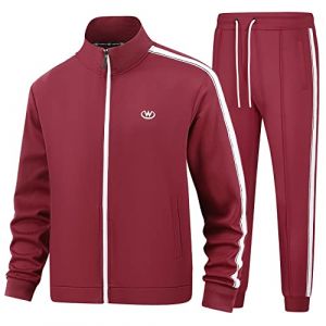 BASICDOT Ensemble de surv&ecirc;tement pour homme - Jogging pour homme - Costume de sport &agrave; manches longues - Surv&ecirc;tement de loisirs pour hommes, rouge bordeaux, M (BASICDOT, neuf)