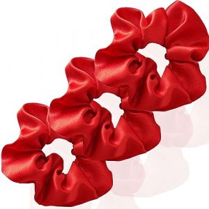 3 Pièces Elastique Cheveux Fille Chouchou Satin Chouchou Soie Pince Chignon Chouchou En Soie Large Chouchou Cheveux Ties Cordes Élastiques Pour Femmes Et Filles-rouge-1 Count (Pack of 3) (songbeizhenshop002, neuf)