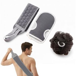 ARYIMYDP Brosse pour le Dos Douche 3 Pi&egrave;ces avec Sangle Lave Dos et Gant Exfoliant, Brosse &agrave; Dos pour Douche R&eacute;sistante aux D&eacute;formations &ndash; Ensemble de Nettoyage Corporel (Gris) (UIRYFAZHANYOUXIANBAODAN, neuf)