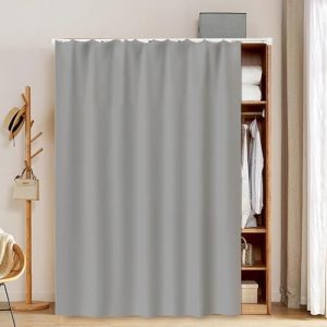 Enigmaire Rideaux D'Armoire pour éTagèRes,Rideau Meuble Cuisine,Rideaux Courts De Cuisine Pliables,Rideaux Anti-PoussièRe,avec Rail De Guidage,Simple Et Occultant,pour Salon Chambre DéCoration (DanHP, neuf)