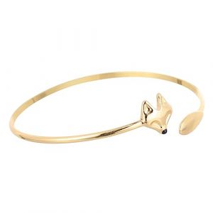 Veemoon Bracelet T&ecirc;te Renard Ajustable en Cuivre Dor&eacute;, Accessoire Bijou Anti-allergique, Femme &Eacute;l&eacute;gante pour Mariage et Usage Quotidien, Ouverture R&eacute;glable, Design Unique (hagan panting, neuf)