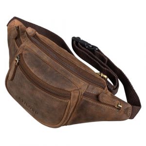 STILORD 'Eliah' Vintage Sac Banane en Cuir Ceinture Réglable Poche Ventrale Sacoche Banane idéal Sport Voyages Quotidien Durable, Couleur:Calais - Marron (STILORD Cuir, neuf)