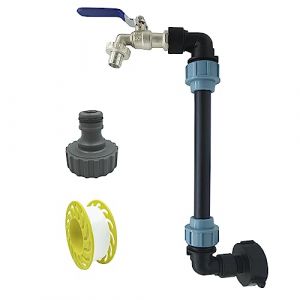 SyiXute 1 Kit Robinet IBC Col de Cygne de Cuve,Robinet D'arrêt S60 x 6,Adaptateur IBC 3/4" pour Cuve Récupération d'eau de Pluie 1000 litres avec Raccord Rapide (CHYMO, neuf)