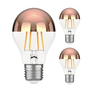 ledscom.de 3 pièces E27 ampoule LED, A60, blanc chaud (2600 K), 7,5 W, 839lm, miroir de tête (or rose) (LEDs Com GmbH, neuf)