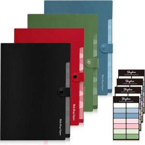 SKYDUE Trieur Document, Trieur 8 Compartiments A4, Dossier Rangement Documents Avec L'&eacute;tiquettes, Rangement Papier/Pochette Document Pour Bureau, Maison, &Eacute;cole, Pack de 4 (SKYDUE-EU, neuf)