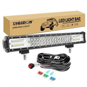 RIGIDON 50 cm 20 pouces 288W led light barre avec 12V faisceau de câblage kit, Triple rangée barre d'éclairage led, barre lumineuse led pour offroad Véhicules Voiture camions ATV SUV 4x4,6000K blanc (Sanyue-EU, neuf)