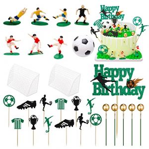 Halinuia 28 Pièces Decoration Gateau Foot Gateau Foot Deco Anniversaire pour Thème du Football Fête Garçon Fille d'anniversaire (JKLkds, neuf)