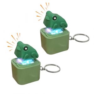 Porte-clés grenouille avec bouton sonore, porte-clés lézard pour enfants avec lumières colorées et bouton sonore, pendentif de clé, petit canard jaune, porte-clés amusant de voiture pour soulager le (yjxian, neuf)