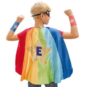 Papierdrachen Costume de super-h&eacute;ros pour homme - &Eacute;toile arc-en-ciel - Design h&eacute;ros - Kit complet cape, manchettes, masque - D&eacute;guisement - Action et fantaisie - Carnaval et carnaval (Papierdrachen, neuf)