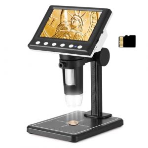 Koolertron Microscope Numérique 4,3 Pouces avec Carte TF 32G Lumière 8 LED 1000X Microscope Professionnel pour Réparation de Circuits Imprimés (iTao_mall, neuf)