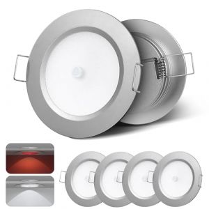 camperxlite Lot de 4 Spot LED 12V Camping-car, 2,5W Spot Encastrable 24V avec Lumi&egrave;re Rouge, &Oslash;60-65mm D&eacute;couper pour Remorque, Camion, Bateau, Cuisine, Caravane, Yacht, Armoire, Buffet, Vitrine, 5000K (CamperXlite, neuf)