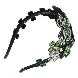 WRITWAA -Têtes Floraux Pour Femmes Coiffe Pour Mariée Mariage Élégant Pour Fille Coiffe De Mariée Coiffe À Fleurs Coiffe À Strass Coiffe De Fête Élégante Perlée Pu ​​Vert (Saieli, neuf)
