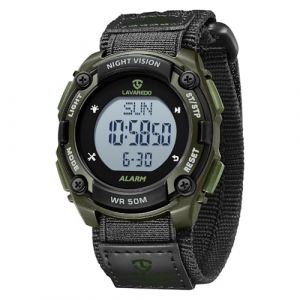 Timever Montre Homme Digitale Sport avec Bracelet en Nylon &agrave; Scratch, Alarme, Chronom&egrave;tre, Date, &Eacute;clairage, &Eacute;tanche 3 ATM (lingzhongkeji, neuf)