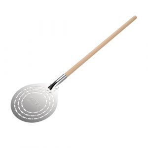 ZiiPa • Pelle À Pizza Ronde Perforée Civita • Inox Alimentaire • Manche Bois Ergonomique • Ø 20 cm • Outil Pizzaiolo • Ustensile Pizza Maison • Four À Pizza Bois/Gaz • Rotation Facile • Anti-Résidus (CÉCOA STORE, neuf)