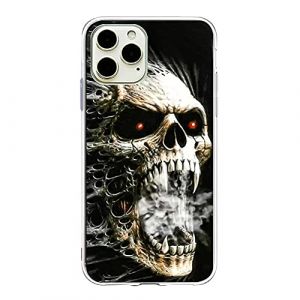 Coque de protection pour t&eacute;l&eacute;phone portable Halloween Compatible avec Apple iPhone 13 Transparente Anti-chocs Silicone souple - Anti-rayures - TPU - Ultra fine - Motif t&ecirc;te de mort - Motif fleurs (VooDirop, neuf)