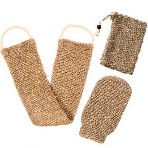 Gant Exfoliant, Gant de Crin Exfoliant Corps, Sangle Lave Dos, Sac &agrave; Savon en Jute, Gant Gommage Corps, Accessoires pour le Bain pour Bains du dos Corps et Visage Femmes et Hommes (LIHUA EU, neuf)