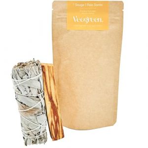 Sauge Blanche Purification à bruler │ Sauge Amérindienne et batons Palo Santo │Encens Naturel à bruler, Bien-être méditation│ Bougie et Bois de rituels│Purification Maison │Odeur (1 Sauge 1 Palo) (Cope International, neuf)